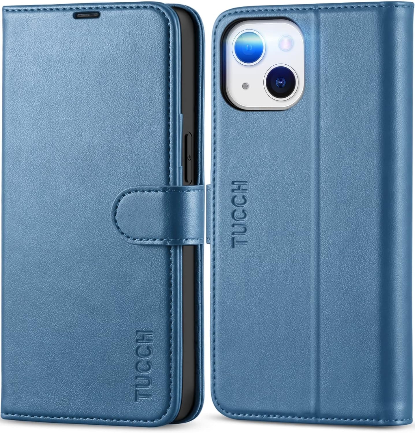 Wallet Case for Iphone 13 5G, RFID Blocking Card Slot Holder [TPU Interior Protective Case], Magnetic Folio PU Leather Stand Flip Cover Compatible with Iphone 13 6.1" 2021, Lake Blue