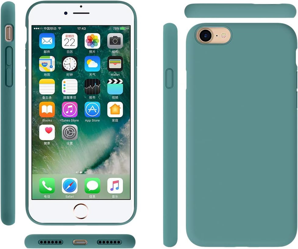 Iphone SE Case 2022/2020,Iphone 8 Case,Iphone 7 Silicone Case Gel Rubber Full Body Protection Case Drop Protection for Apple Iphone SE 2022/2020/8/7(4.7")(Midnight Green)
