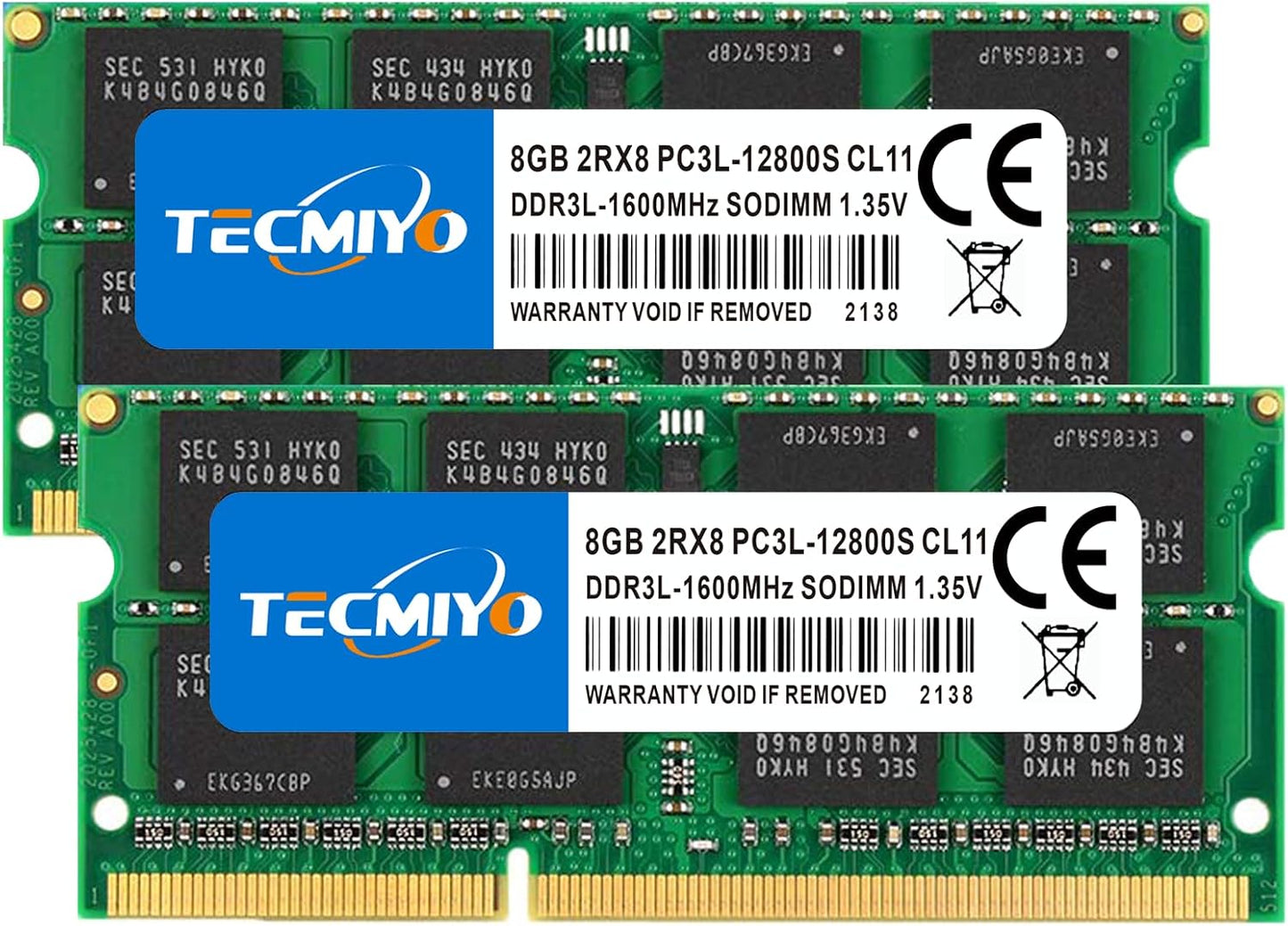 DDR3L 1600 Sodimm 16GB Kit (2X8Gb) PC3L 12800S, DDR3 RAM 16GB PC3 12800 2Rx8 1.35V/1.5V CL11 Non-Ecc 204-Pin Notebook Laptop RAM Memory Upgrade Kit