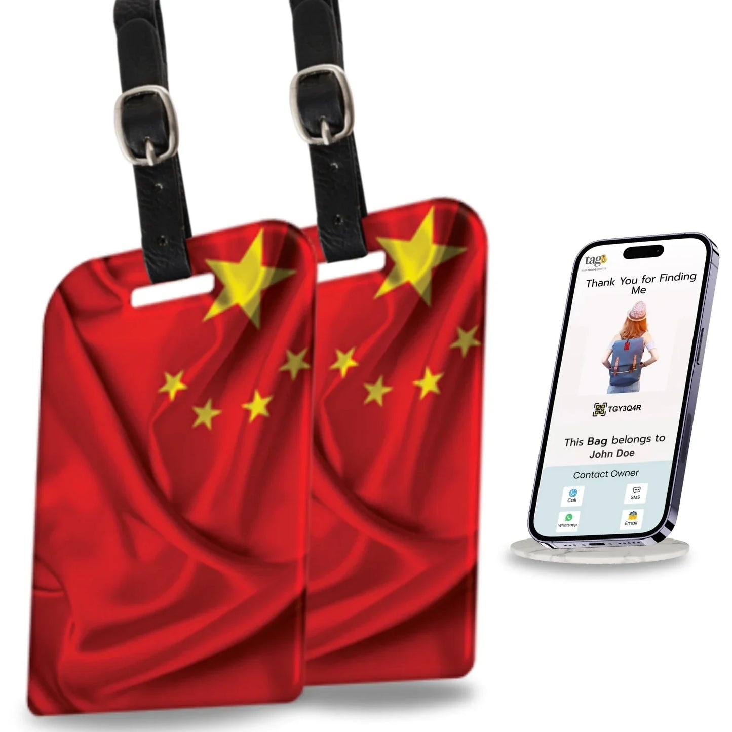 Smart Bag Security Tag - China Flag [Pack 2]