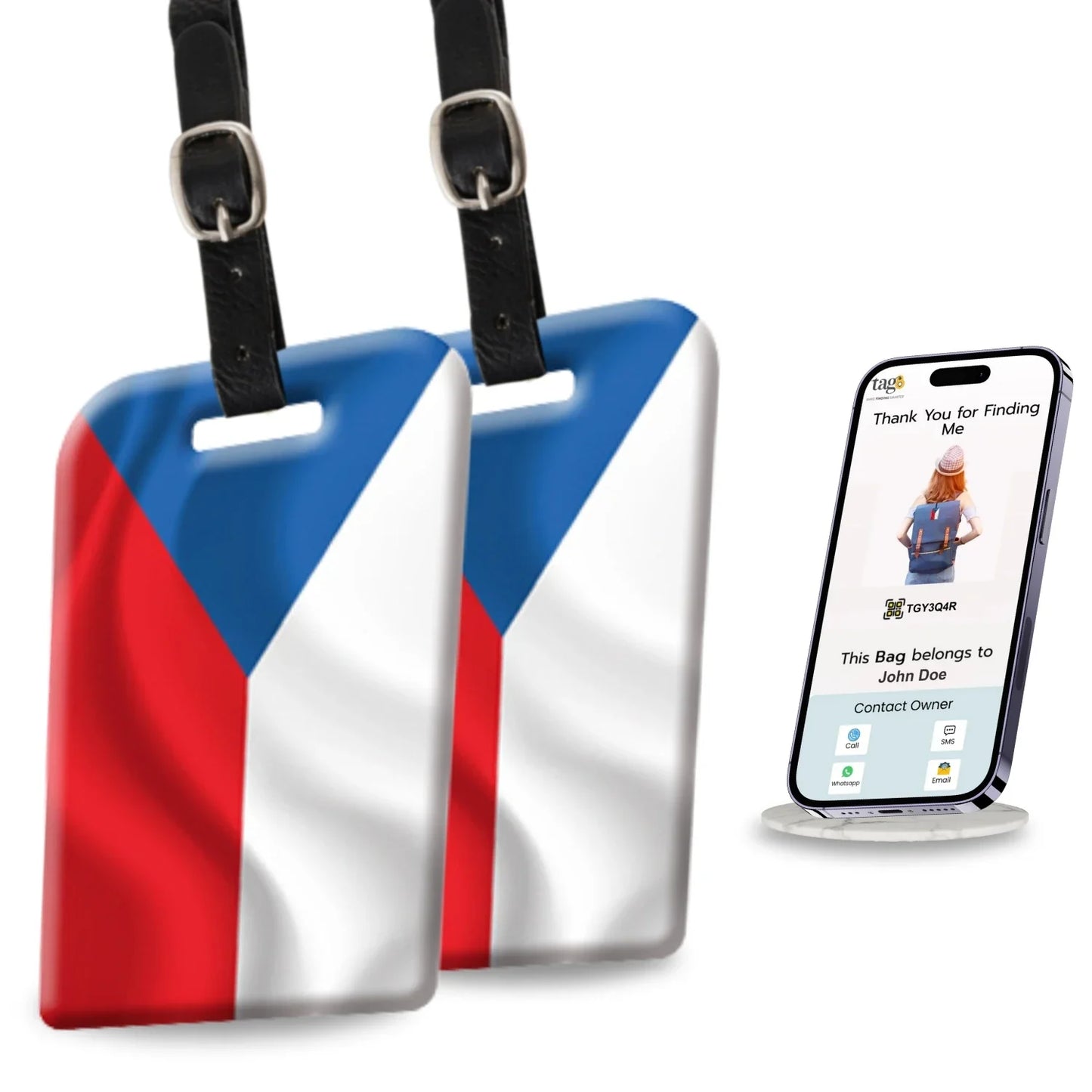 Smart Bag Security Tag -  Czech Republic Flag [Pack 2]