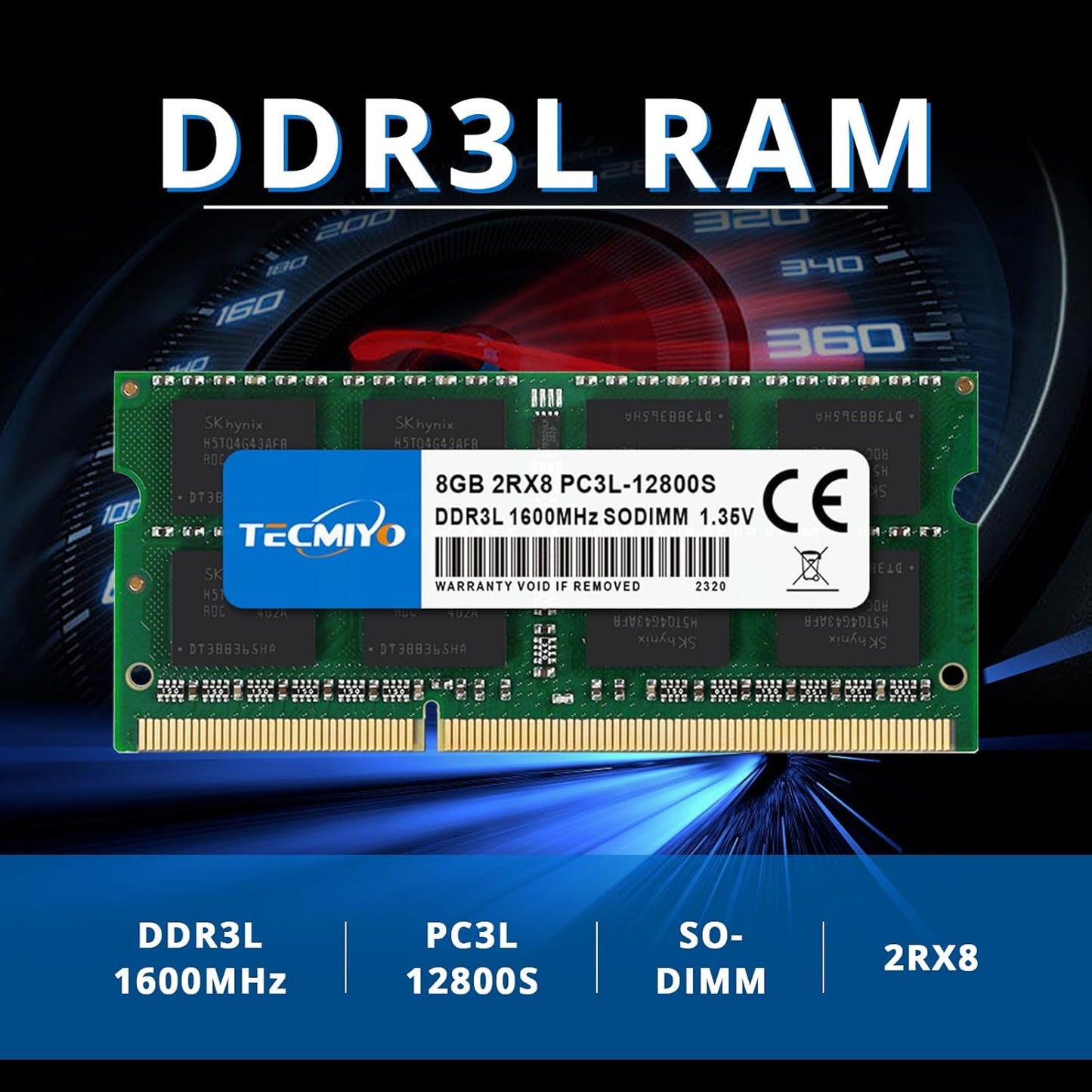 DDR3L 1600 Sodimm 16GB Kit (2X8Gb) PC3L 12800S, DDR3 RAM 16GB PC3 12800 2Rx8 1.35V/1.5V CL11 Non-Ecc 204-Pin Notebook Laptop RAM Memory Upgrade Kit