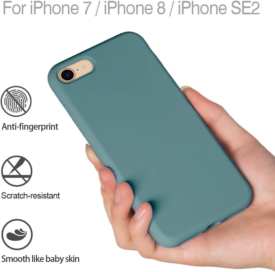 Iphone SE Case 2022/2020,Iphone 8 Case,Iphone 7 Silicone Case Gel Rubber Full Body Protection Case Drop Protection for Apple Iphone SE 2022/2020/8/7(4.7")(Midnight Green)
