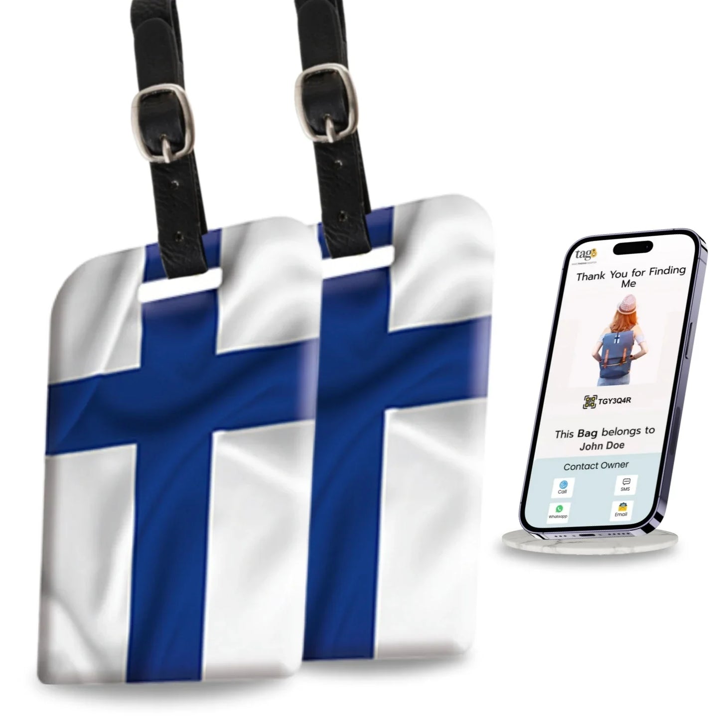 Smart Bag Security Tag -  Finland  Flag [Pack 2]