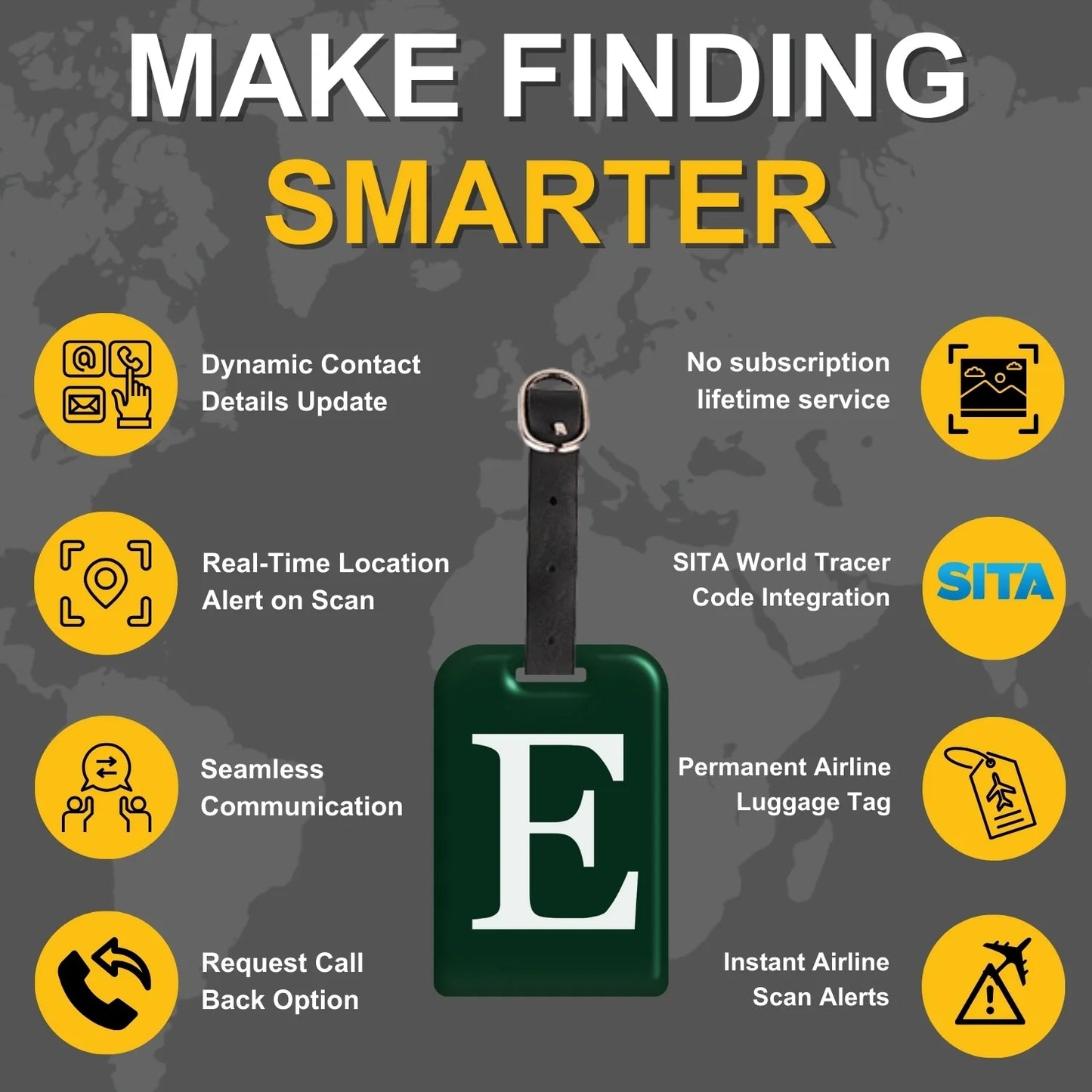 Initials Bag tag E  [pack 2]