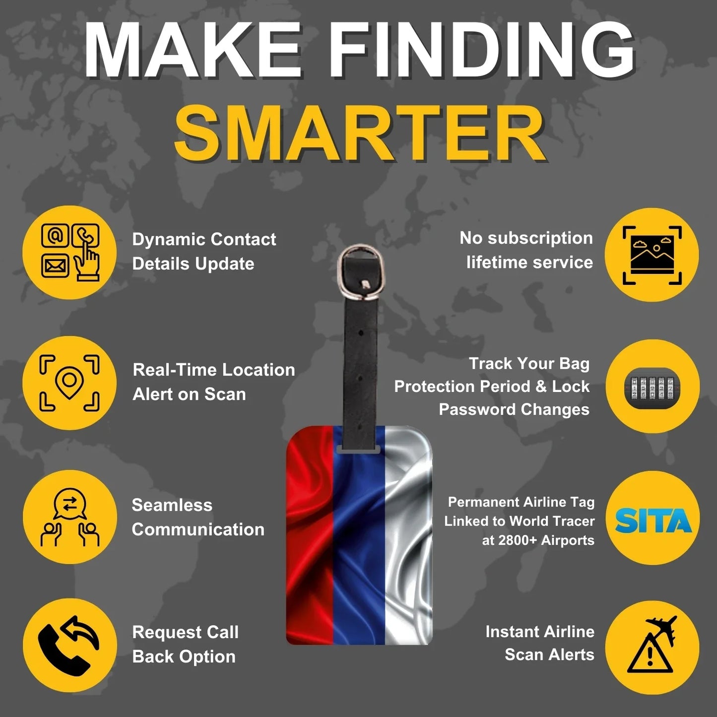 Smart Bag Security Tag - Russia Flag [Pack 2]